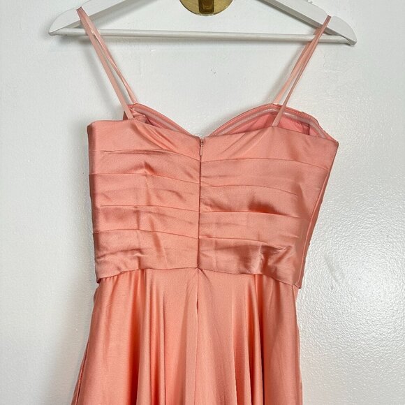 LA FEMME Strapless Slit Satin Ballgown in Peach Size US 2 - Picture 8 of 9